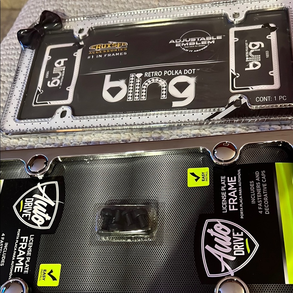 Bling License Plate Frame with Polka Dots